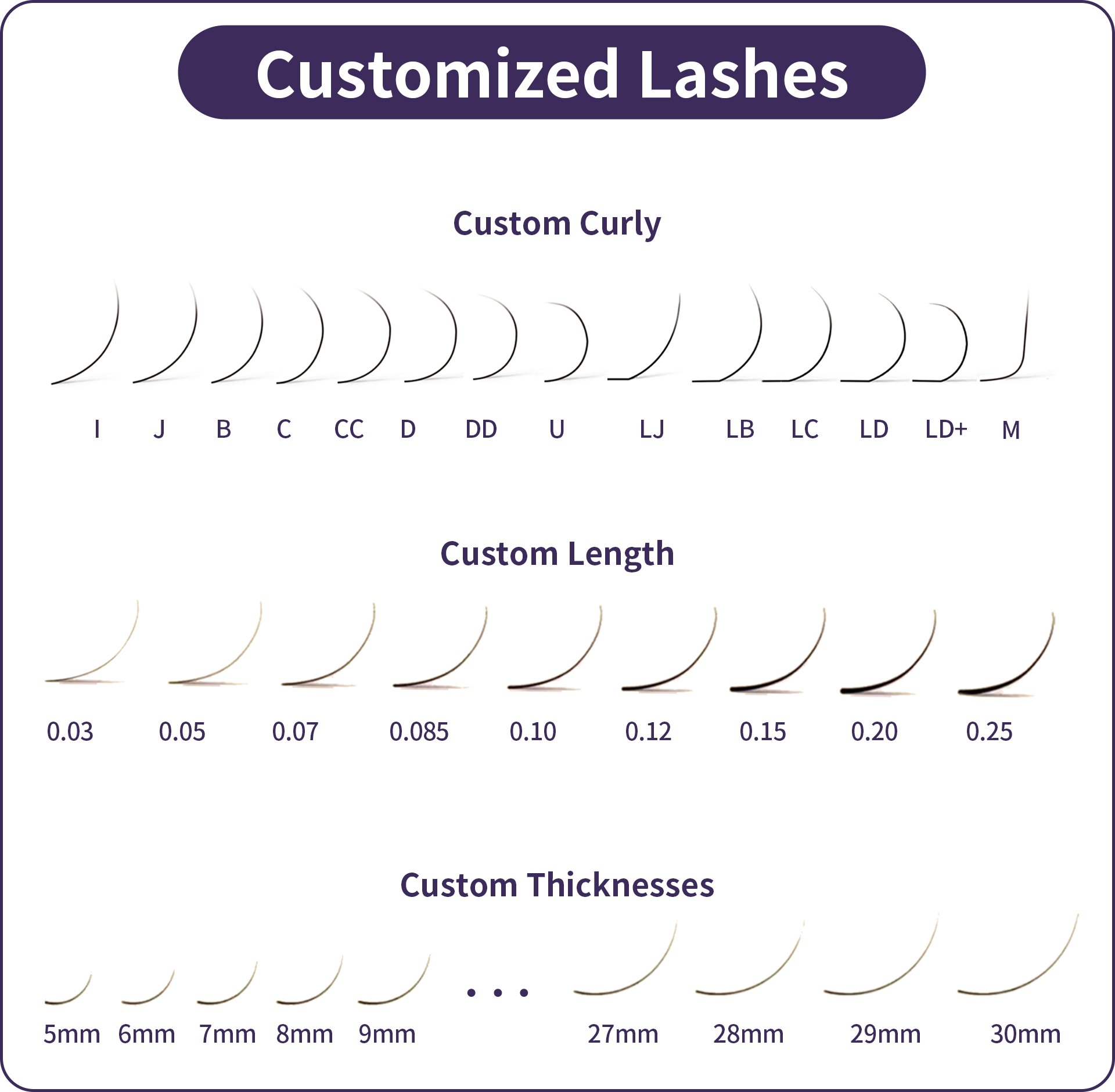 custom lash curly length&thickness